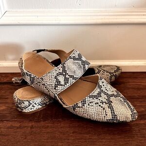 POPPY BARLEY Snake Skin heel strap flats